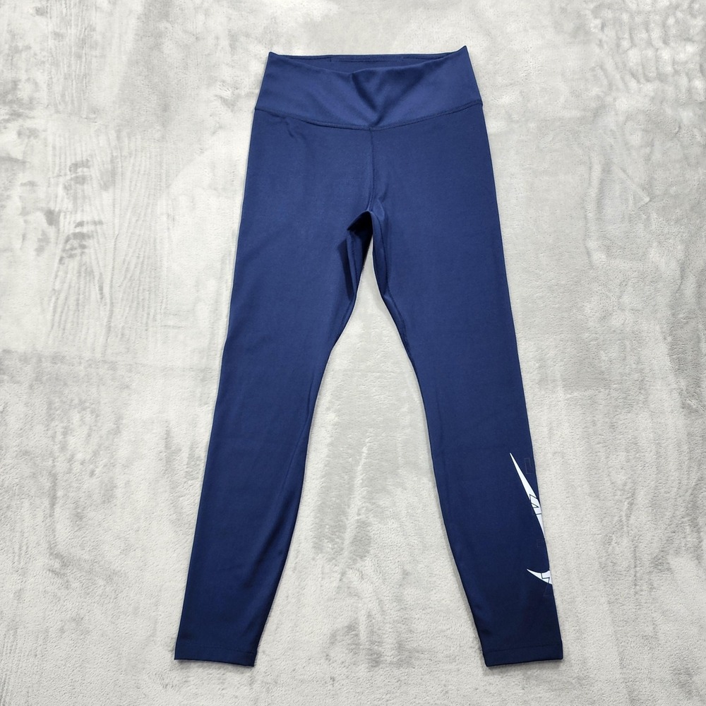 Nike Leggings Womens S Blue Dri-FIT Nike One Mid-Rise 7/8‎ Swoosh Logo Training